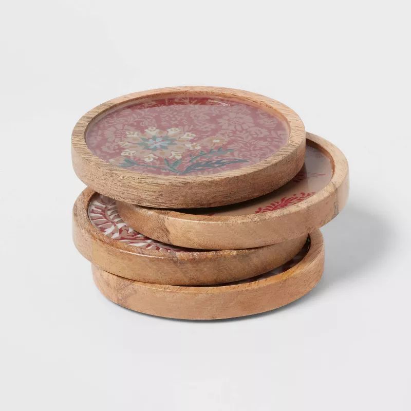 4pk Wood Mixed Pattern Coasters - Threshold™ | Target