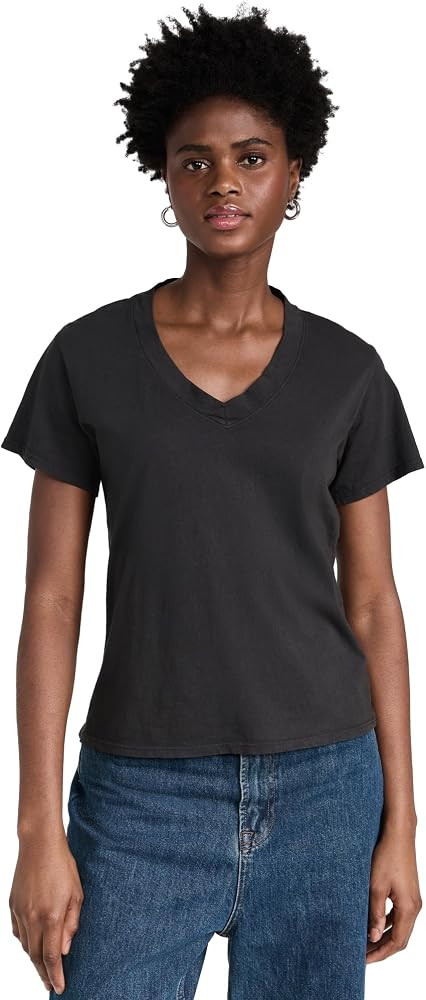 perfectwhitetee Women's Hendrix Cotton Boxy V Neck Tee | Amazon (US)
