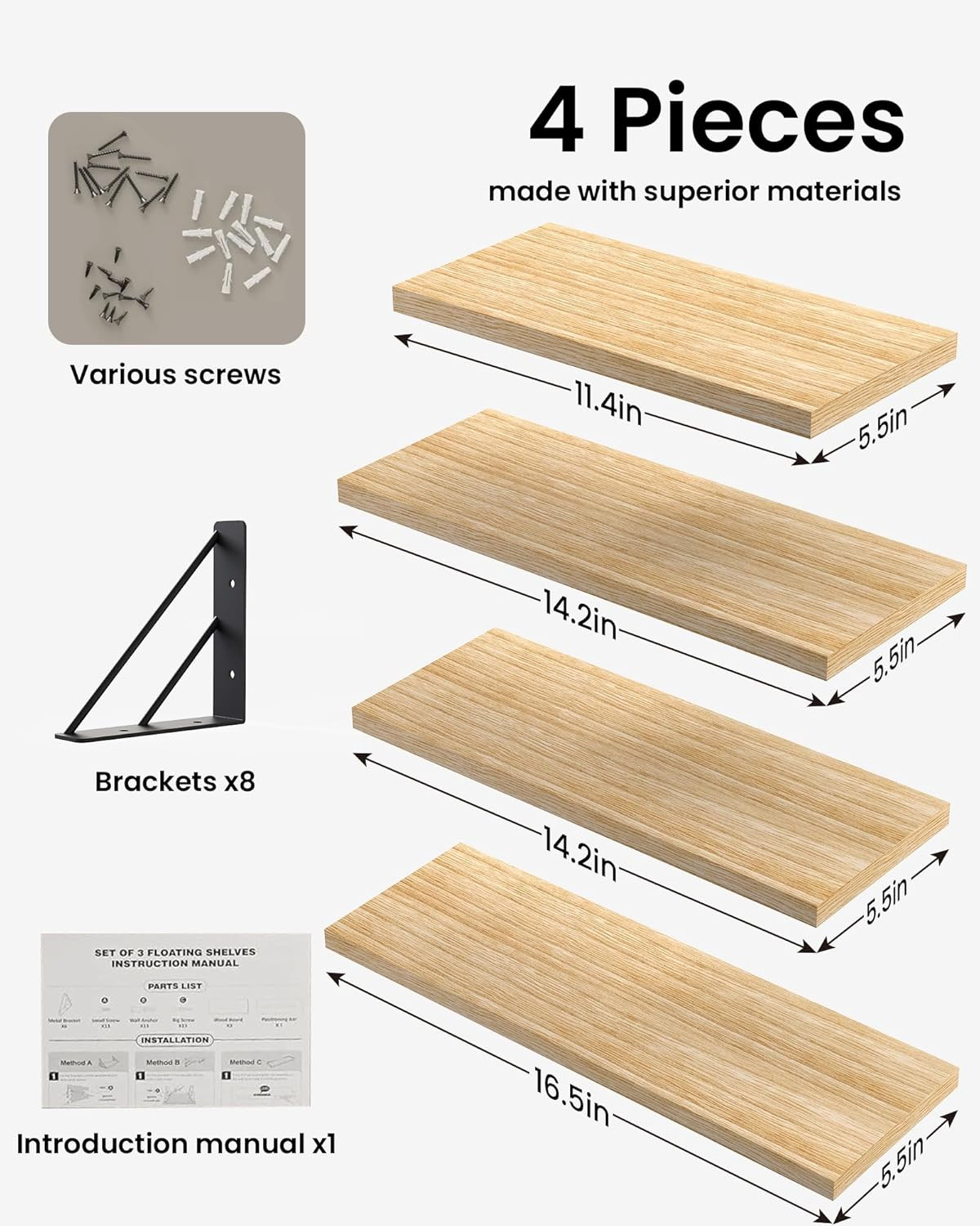 BAYKA Shelves for Bedroom Decor, Floating Wall Shelf for Living Room Kitchen Storage, Wall Mounte... | Amazon (US)