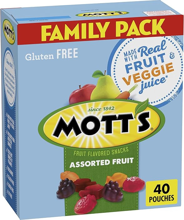 Mott's Fruit Flavored Snacks, Assorted Fruit, Gluten Free Snack, Stocking Stuffers, Family Pack, ... | Amazon (US)