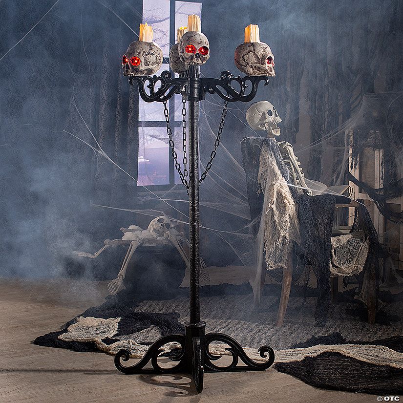 14 1/2" - 5 Ft. Light-Up 3-In-1 Skull Candelabra Plastic Halloween Decoration | Oriental Trading Company