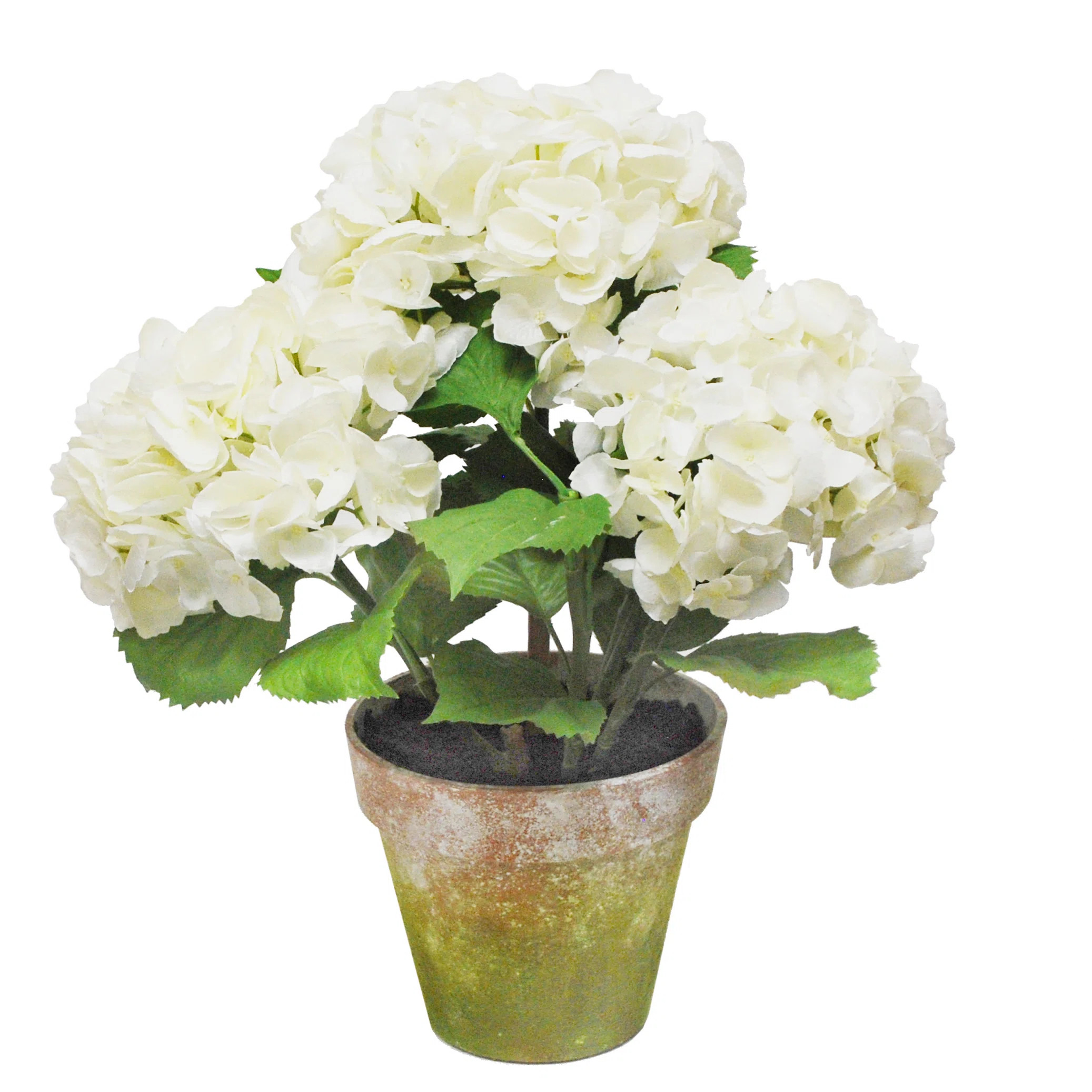 Potted Faux Hydrangea Floral Arrangement | Wayfair North America