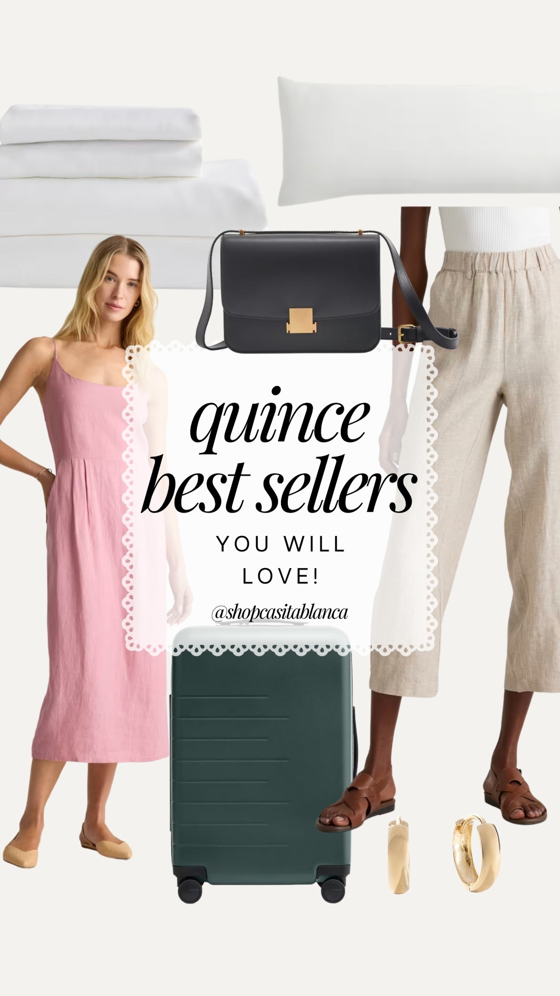 Quince best sellers - love the color of that dress and the suitcase comes in multiple colors! Is it me or does that handbag look exceptionally expensive? 

#LTKSaleAlert #LTKFindsUnder100 #LTKStyleTip