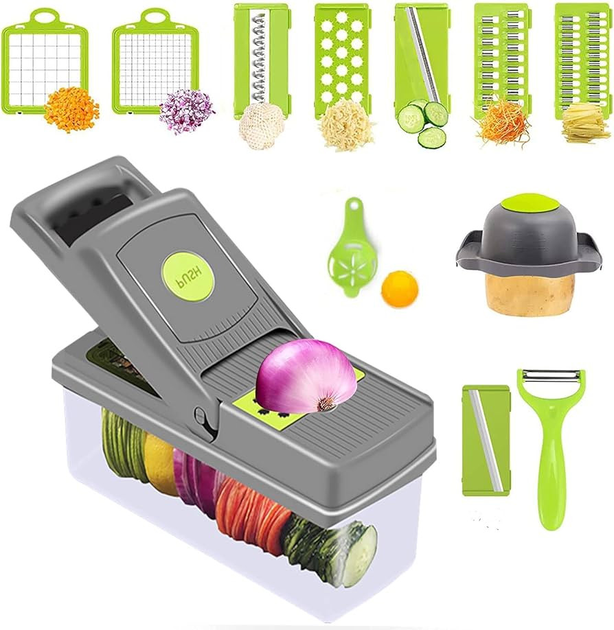 B BSIASIO Vegetable Chopper With Container Onion Chopper, Egg Slicer, Slicer, Vegetable Slicer, P... | Amazon (US)