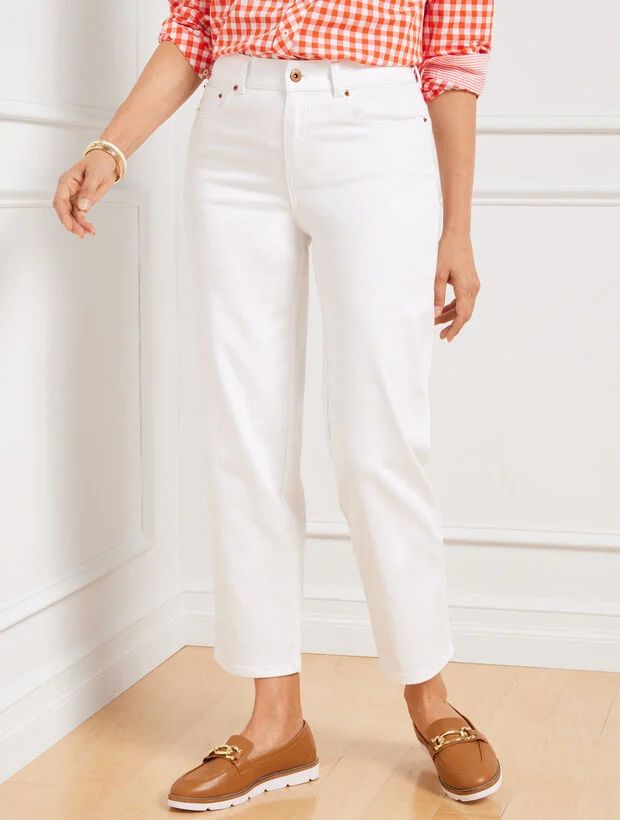 High Waist Straight Ankle Jeans - White | Talbots