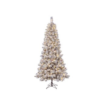 GE 7.5-ft Laurel Pine Pre-lit Flocked Artificial Christmas Tree with LED Lights | Lowe's