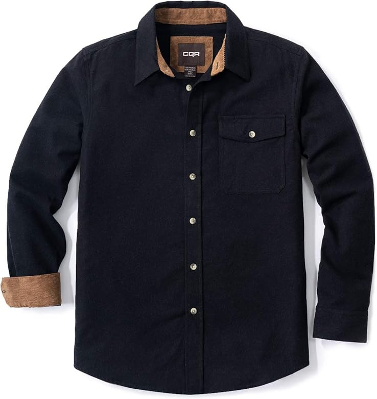 CQR Men's All Cotton Flannel Shirt, Long Sleeve Casual Button Up Plaid Shirt, Brushed Soft Outdoo... | Amazon (US)
