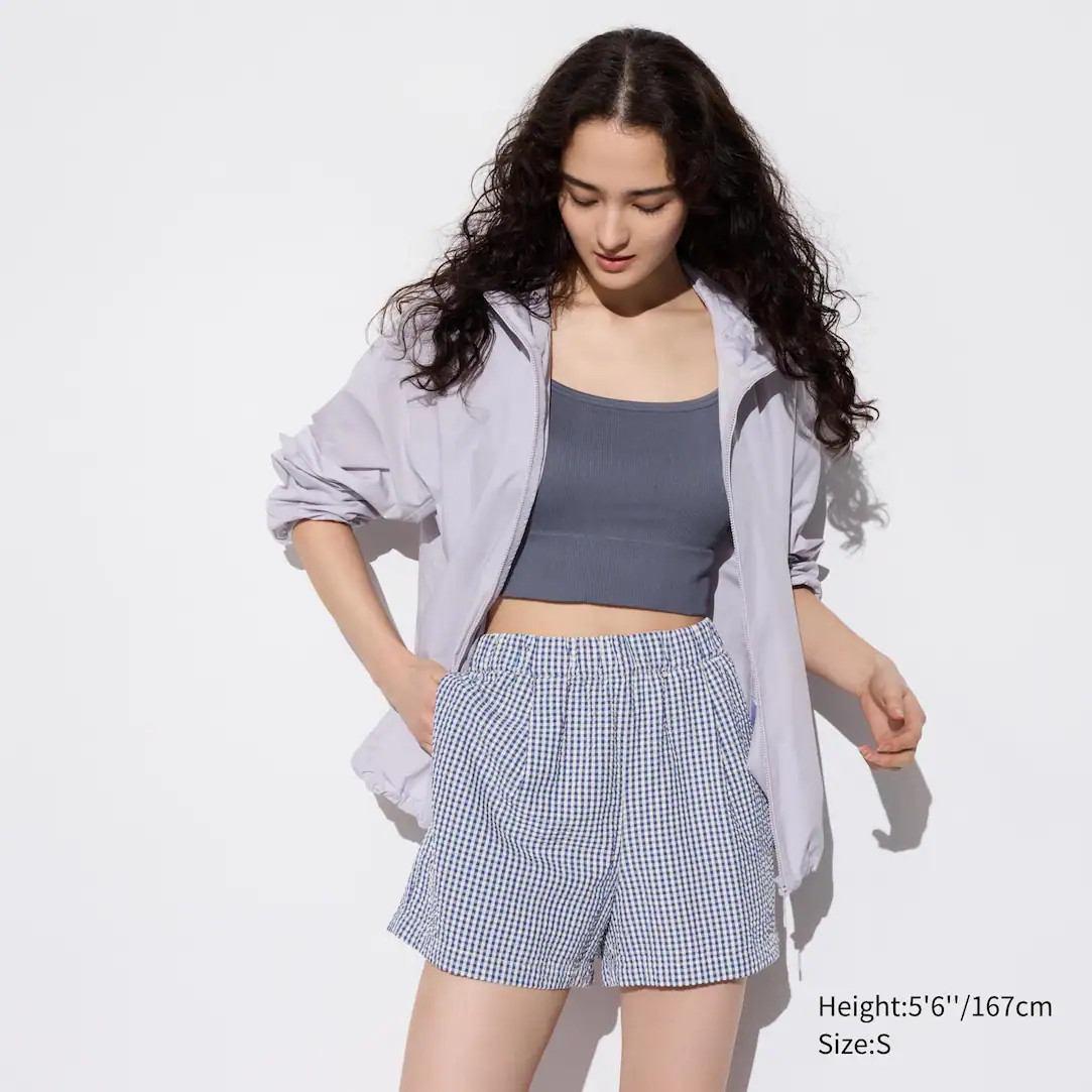 SEERSUCKER COTTON GINGHAM CHECKED EASY SHORTS | UNIQLO (UK)