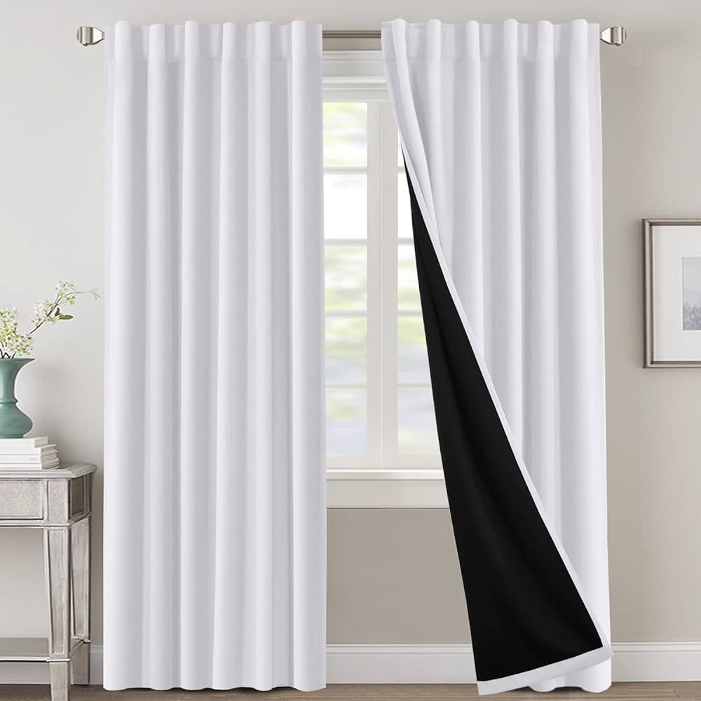 H.VERSAILTEX 100% Blackout Curtains for Bedroom with Black Liner Full Room Darkening Curtains 84 ... | Amazon (US)