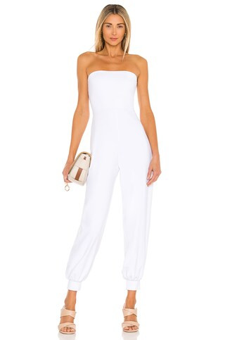 Susana Monaco Strapless Cuffed Ankle Jumpsuit in Sugar from Revolve.com | Revolve Clothing (Global)