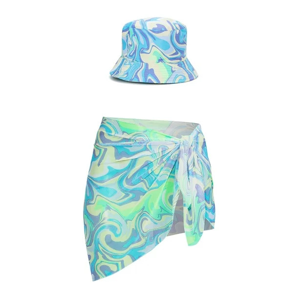 No Boundaries Juniors' Swirl Print Bucket Hat and Sarong Set, 2-Piece | Walmart (US)