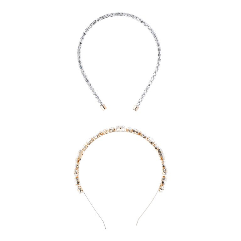 Time and Tru Women's Multi-Color Stone Embellished Hair Headband 2-Piece Set, Clear | Walmart (US)