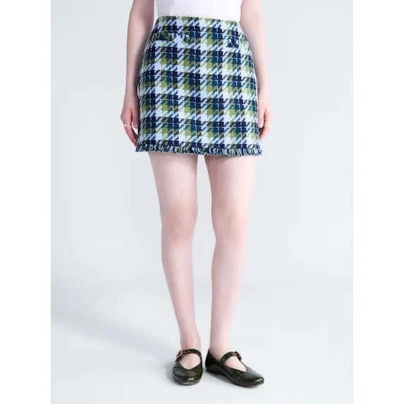 Free Assembly Women’s Tweed Mini Skirt with Fringe Hem, Sizes 0-20 | Walmart (US)