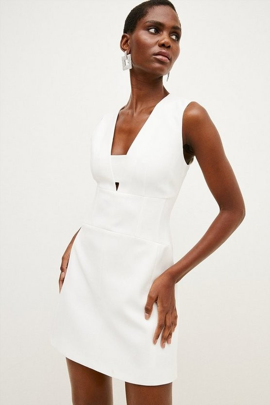 Compact Stretch Corset Waist Mini Dress | Karen Millen US