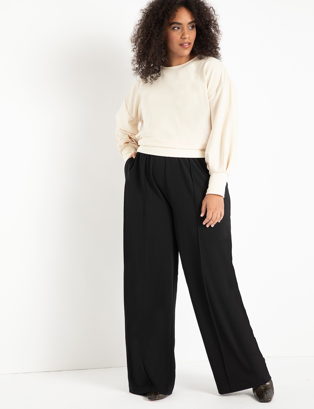 Pintuck Wide Leg Pant | Women's Plus Size Pants | ELOQUII | Eloquii