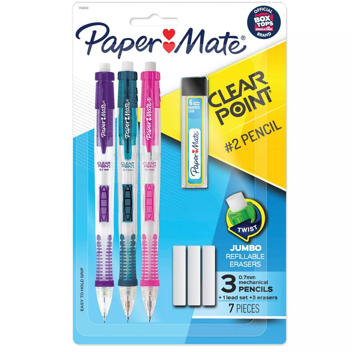 Paper Mate Clear Point 3pk #2 Mechanical Pencils with Eraser & Refill 0.7mm Assorted Colors: Pape... | Target