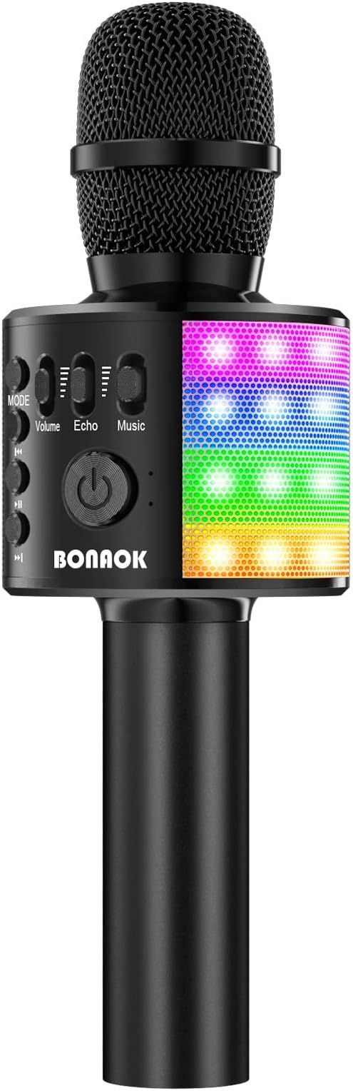 BONAOK Wireless Bluetooth Karaoke Microphone for Kids, Portable Handheld Singing Mic Speaker MP3 ... | Amazon (US)