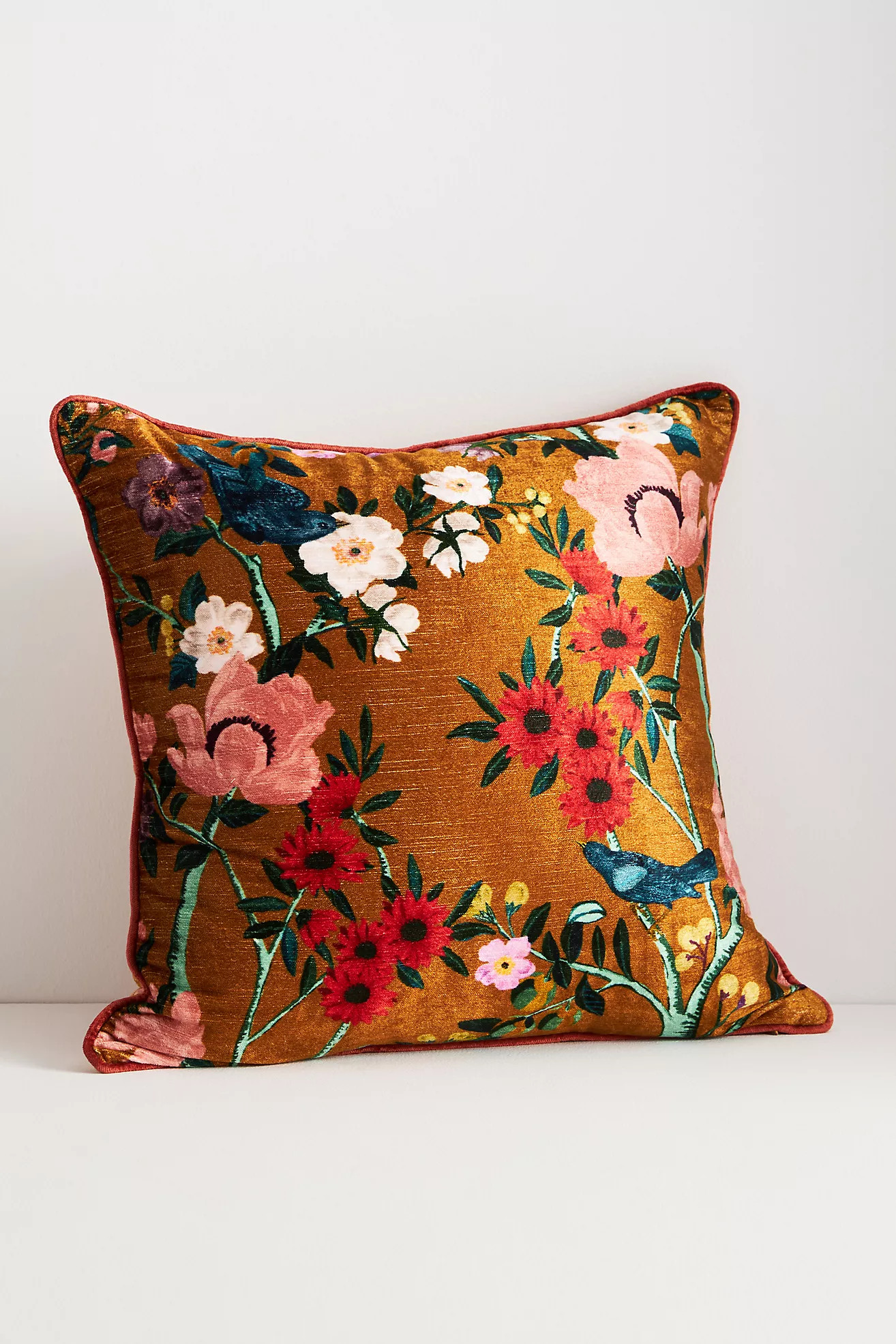 Alva Floral Cotton Velvet Pillow | Anthropologie (US)