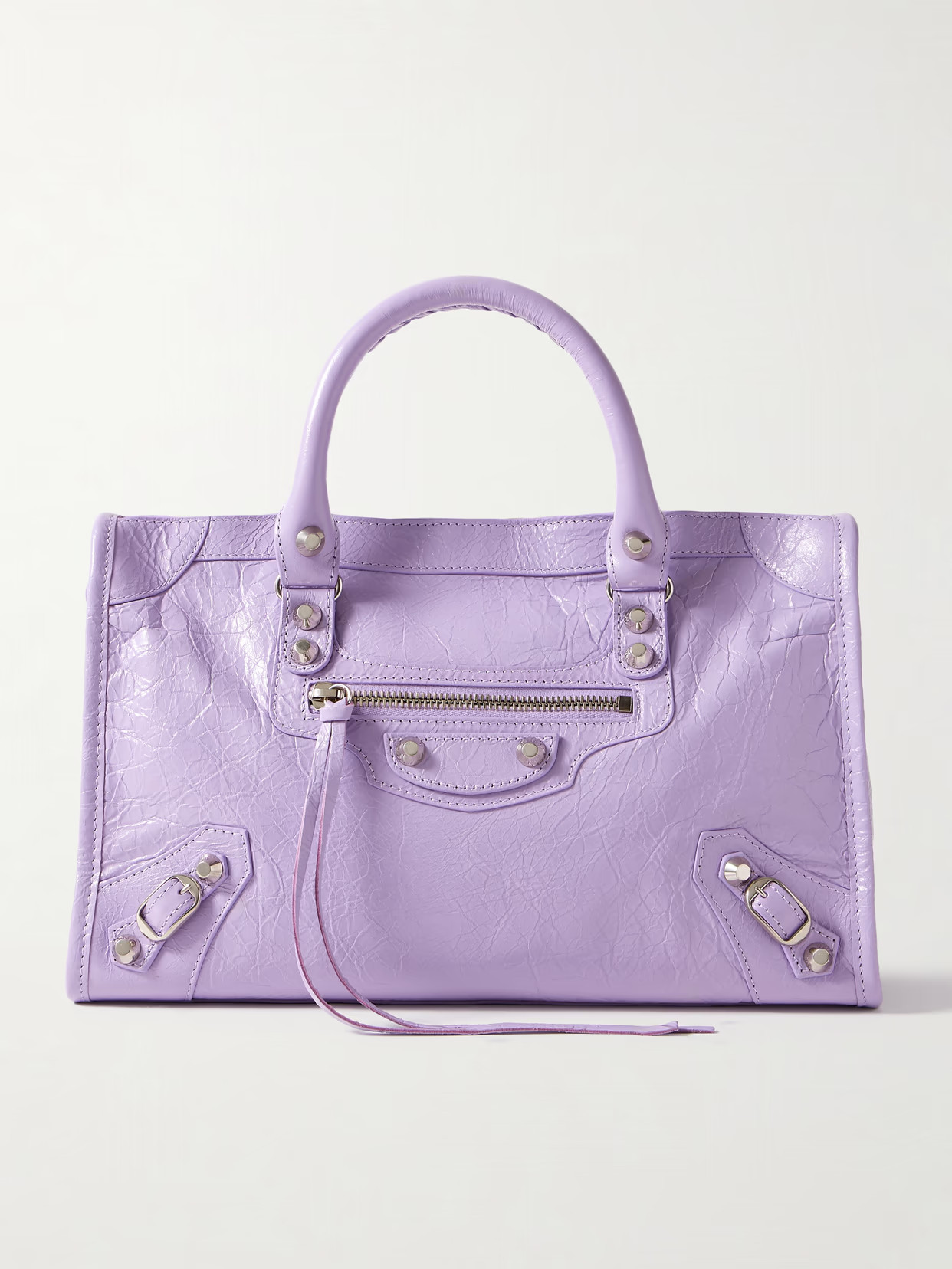 Balenciaga - Le City Small Embellished Textured-leather Tote - Purple | NET-A-PORTER (US)