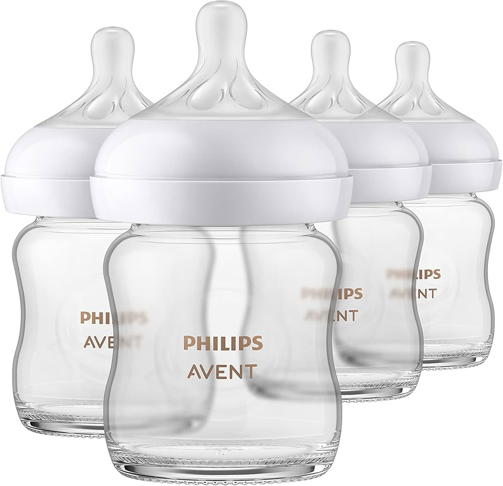 Philips AVENT Glass Natural Baby Bottle with Natural Response Nipple, Clear, 4oz, 4pk, SCY910/04 | Amazon (US)
