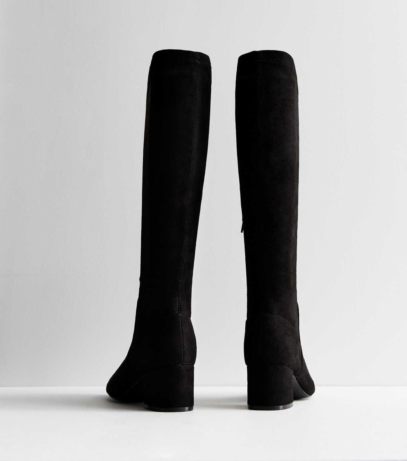 Black Suedette Stretch Knee High Block Heel Boots
						
						Add to Saved Items
						Remove fr... | New Look (UK)