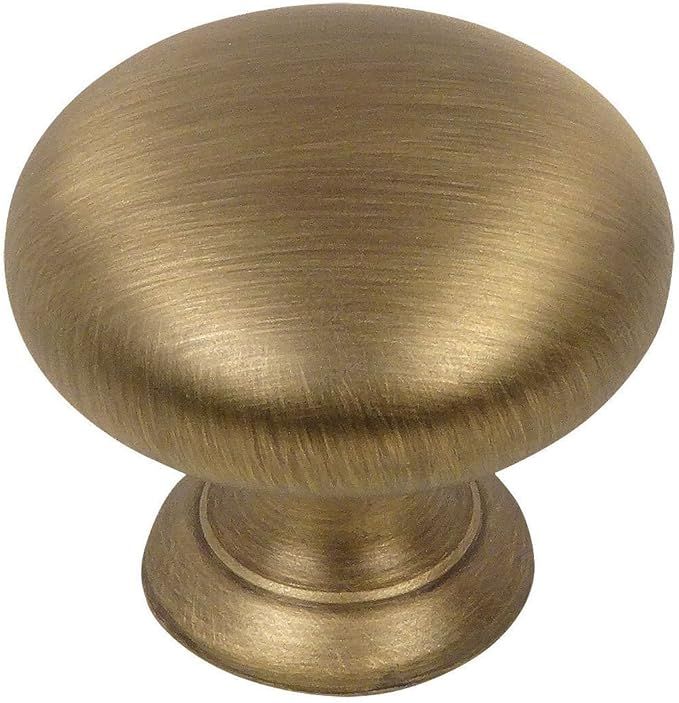 25 Pack - Cosmas 4950BAB Brushed Antique Brass Cabinet Hardware Round Mushroom Knob - 1-1/4" Diam... | Amazon (US)