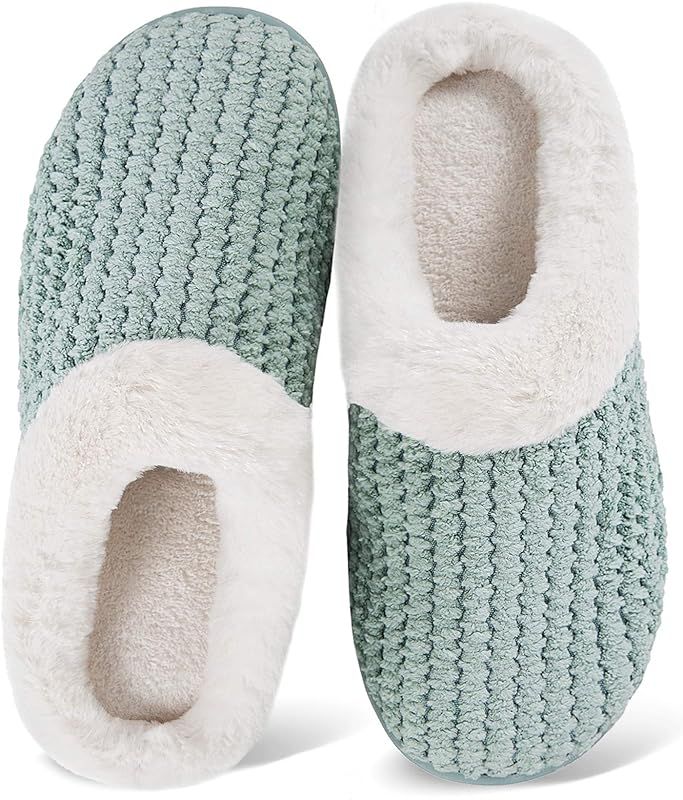 Women's Memory Foam Slippers Comfort Wool-Like Plush Fleece Lined House Shoes for Indoor & Outdoor | Amazon (US)