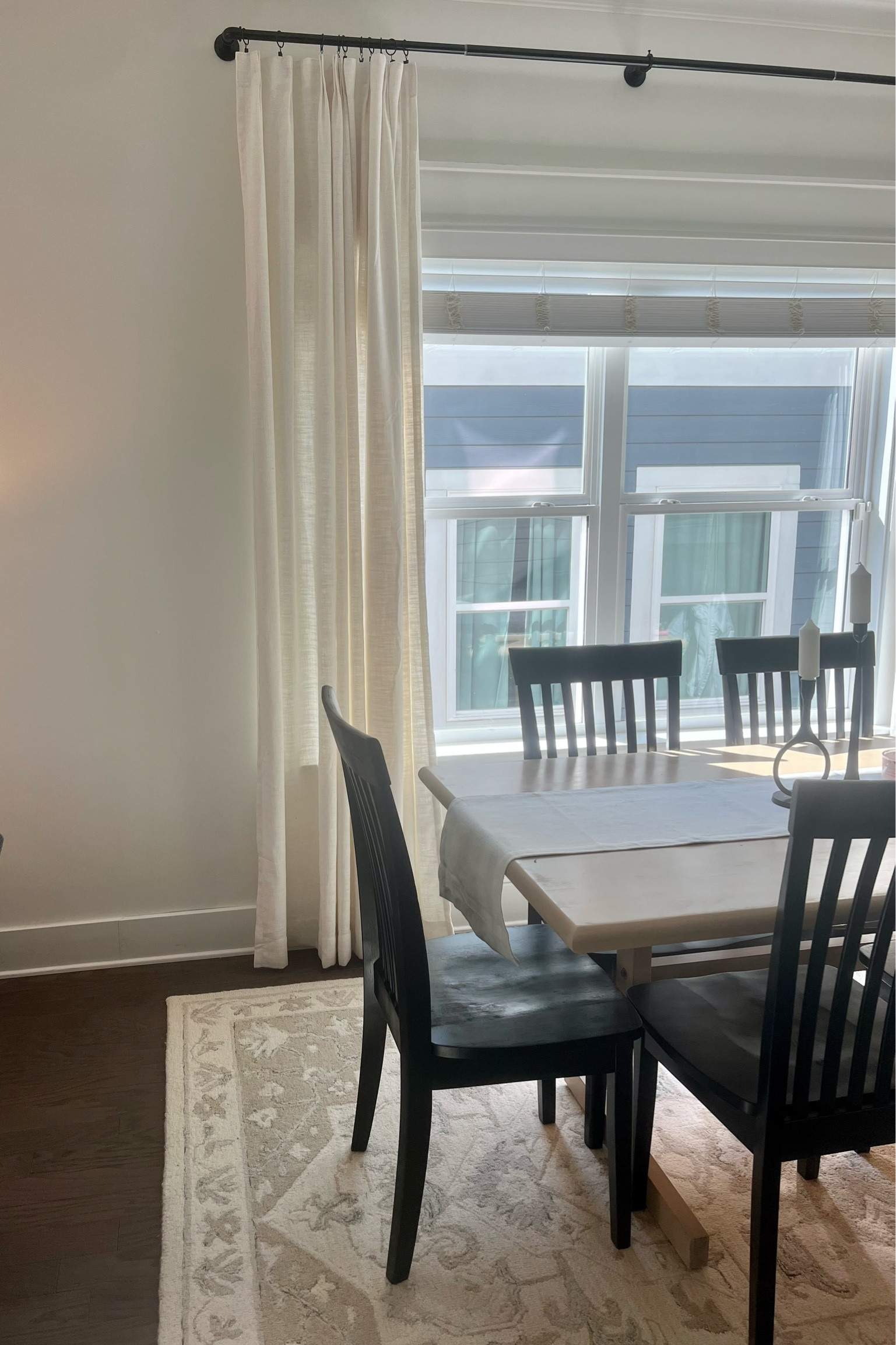 pinch pleat drapes and wayfair rug