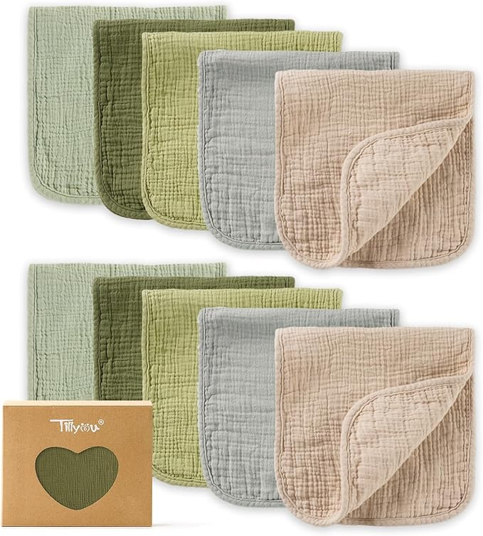 TILLYOU Muslin Burp Cloths Baby Boy Girl 20" x 10", 6-Layer Absorbent 100% Cotton Burping Cloths ... | Amazon (US)