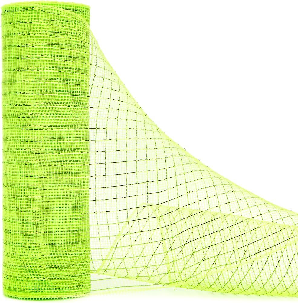 Ribbli Lime Green Metallic Mesh Ribbon,10 inch x 30 feet(10Yard), Lime Green with Green Foil, Eas... | Amazon (US)