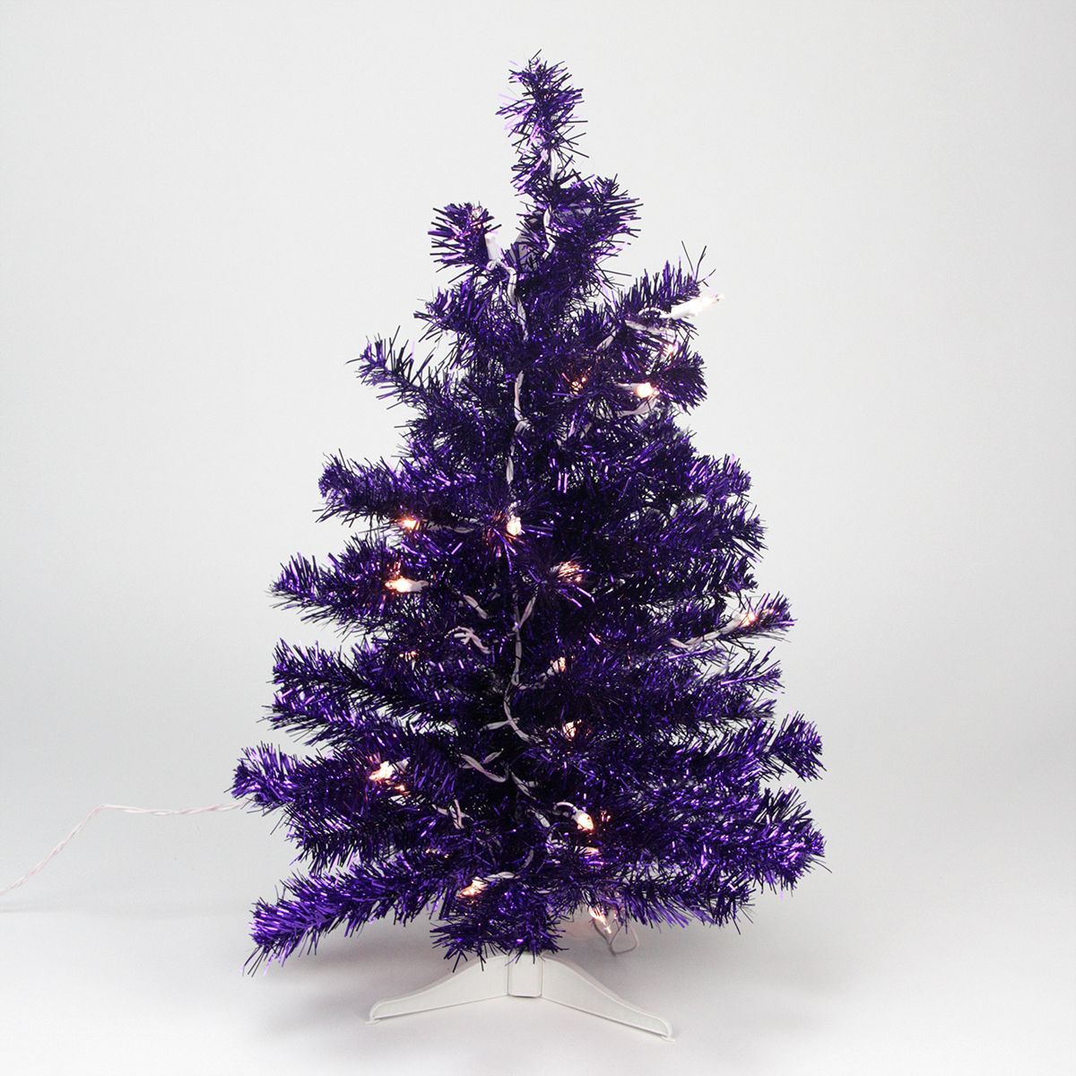 Northlight 2' Pre-lit Purple Iridescent Pine Artificial Tinsel Christmas Tree - Clear Lights | Target