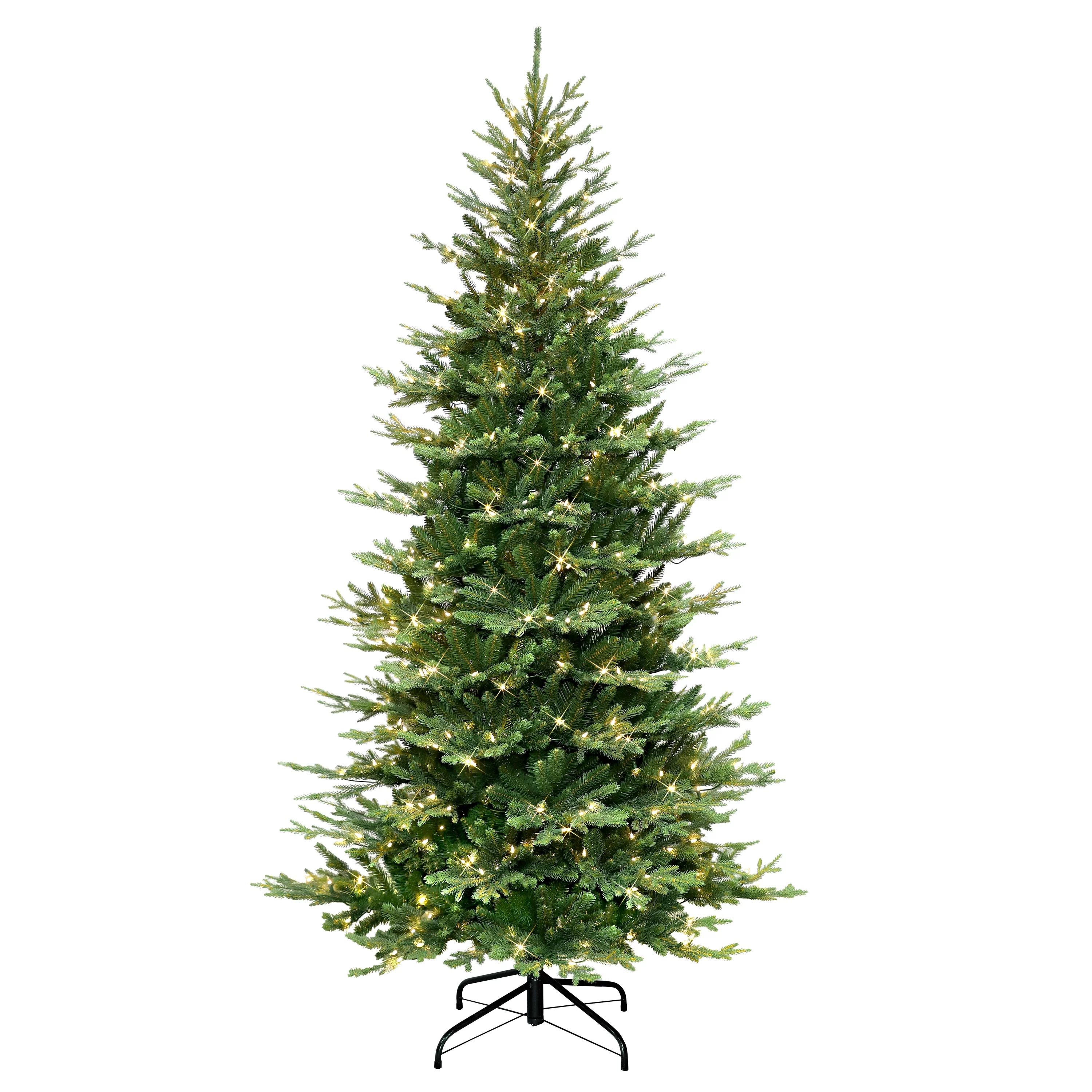 7.5 ft Pre-lit Slim Balsam Fir Tree 3335 PE/PVC Tips 500 UL Clear Incandescent Lights | Walmart (US)