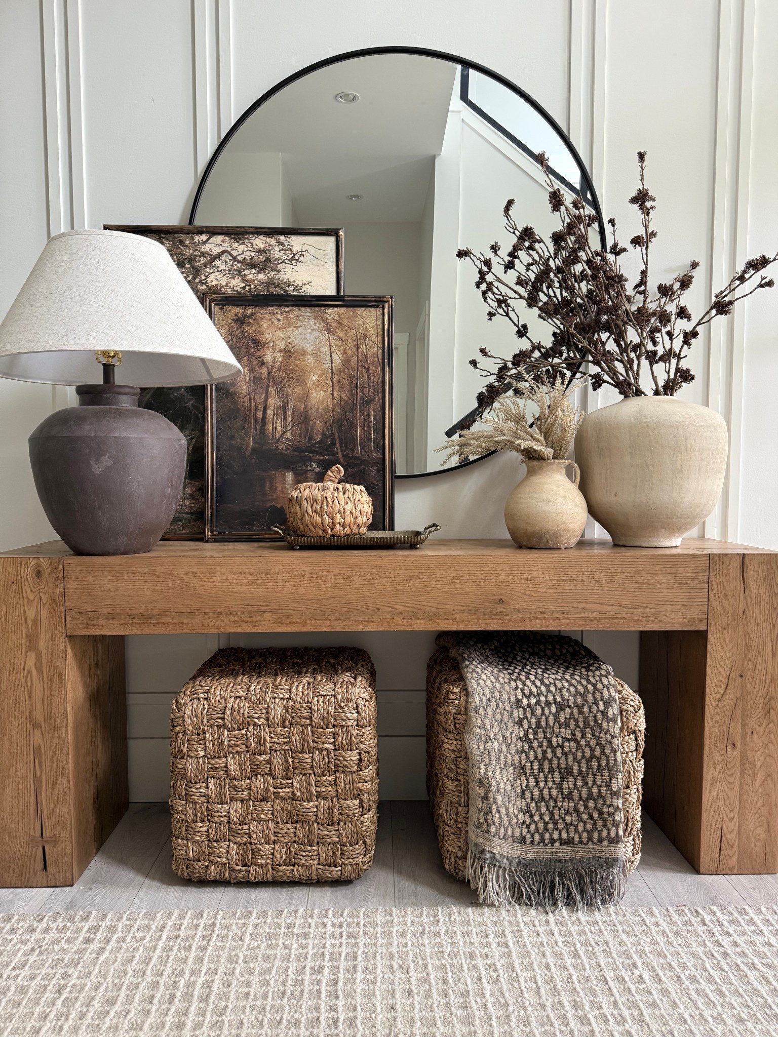 Warm neutral Fall..earthy and organic 
Console styling for the season🤎
I love the tall brown moss stems..new this year, and they have become a favorite! 


#LTKHome #LTKSeasonal