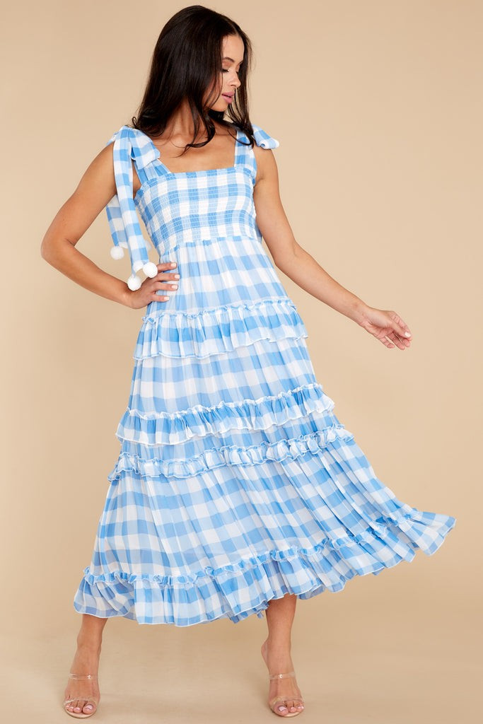 Berenice Blue Gingham Long Dress | Red Dress 
