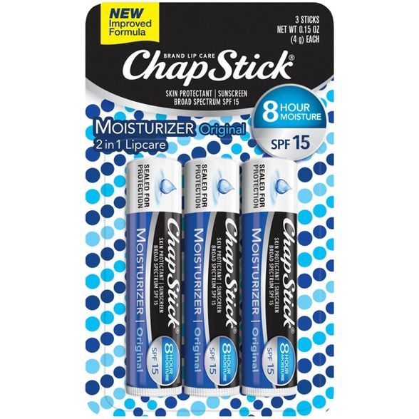 Chapstick Moisturizing Lip Balm - Original with SPF 15 - 3ct/0.45oz | Target