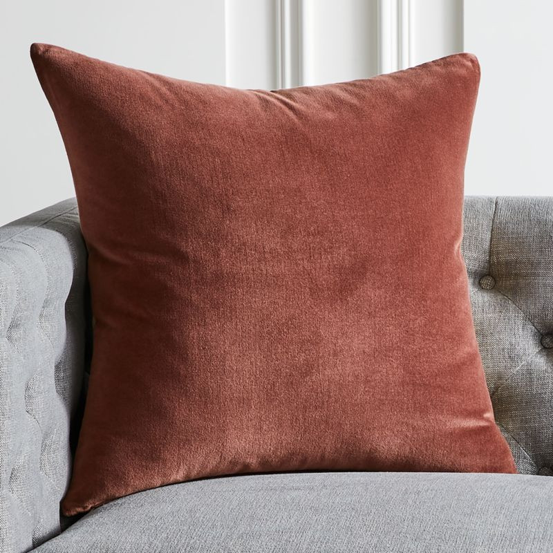 Leisure Mauve Pink Velveet Modern Throw Pillow with Down-Alternative Insert 23" + Reviews | CB2 | CB2