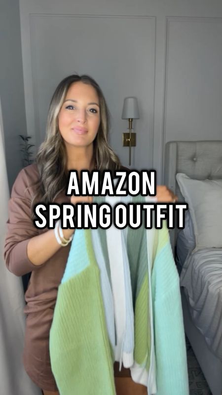 Amazon spring outfit idea including the cutest cardigan and straight leg jeans. 

All fit true to size 
If between in jeans size up 



#LTKfindsunder50 #LTKstyletip #LTKVideo