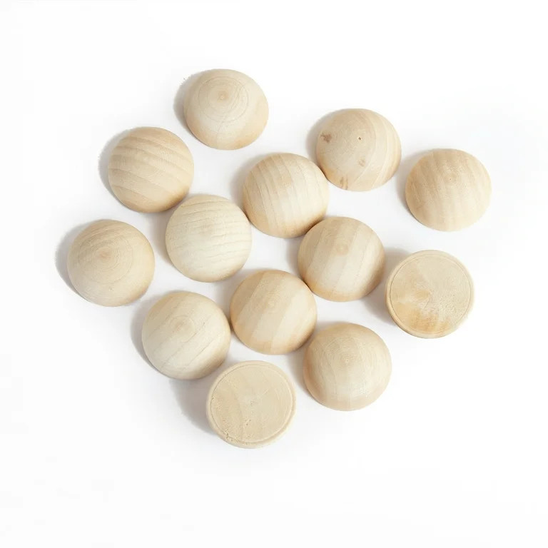 Hello Hobby 1 Inch Unfinished Split Natural Wood Balls 13-Piece Set | Walmart (US)
