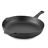 Calphalon Cast Iron Skillet, Pre-Seasoned Cookware with Large Handles and Pour Spouts, 12-Inch, Blac | Amazon (US)