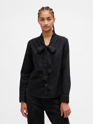 Denim Tie-Neck Shirt | Gap (US)