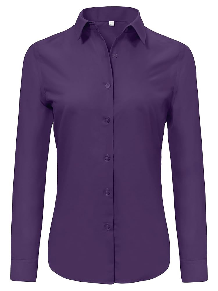 Ruisin Super Soft Wrinkle Free Button Down Shirts for Women Solid Long Sleeve Striped Formal Work... | Amazon (US)