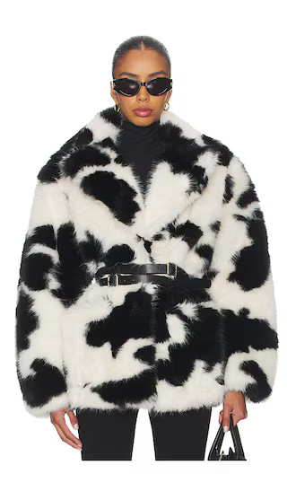 Livingston Faux Fur Jacket in Cattle Print Fur | Revolve Clothing (Global)