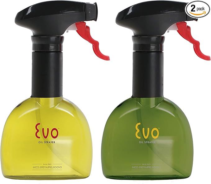 Evo Oil Sprayer Bottle, Non-Aerosol for Olive Cooking Oils, 8-ounce Capacity, Set of 2, Green and... | Amazon (US)