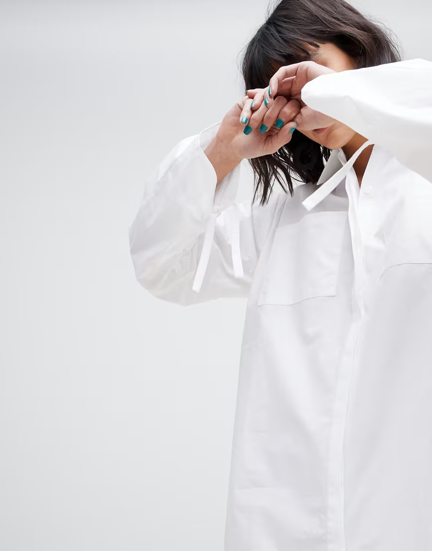 ASOS WHITE shirt dress with ruched sleeves | ASOS (Global)