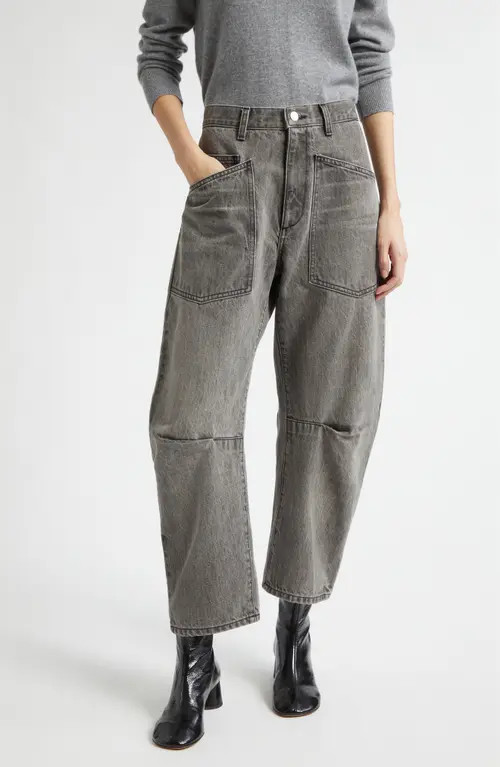 Nili Lotan Shon Barrel Leg Jeans in Ash Grey Wash at Nordstrom, Size 31 | Nordstrom