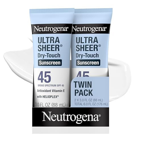 Neutrogena Ultra Sheer Dry-Touch Sunscreen For Face & Body, SPF 45 Broad Spectrum UVA/UVB Protection, Lightweight Water Resistant & Non-Greasy, Travel Size Sunscreen, 3 fl. oz 2 pack | Amazon (US)