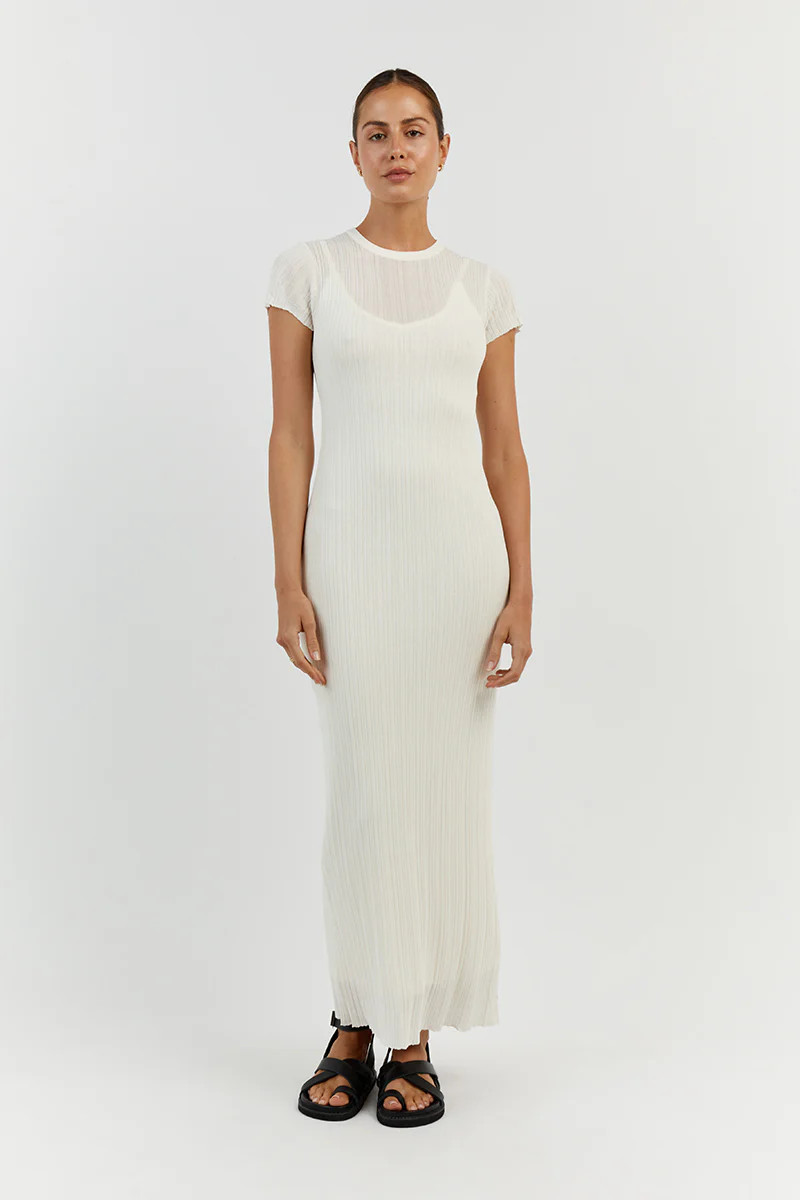 HARPER IVORY CAP SLEEVE MIDI DRESS | DISSH