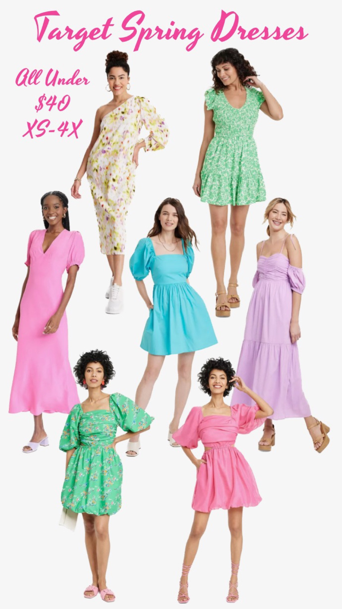 These Target dresses are all perfect for spring weddings, Easter, or summer vacations! All under $40 and come in multiple colors and sizes XS-4X

puff sleeve dress, maxi dress, green dress, easter dress, summer wedding guest dress, summer wedding dress, spring wedding dress, spring wedding guest dress, midi dress, one shoulder dress, cut out dress, pink dress, blue dress, dress under $50, dress under $40, plus size wedding guest dress, wedding guest dress under $40, wedding guest dress under $50, wedding guest dress under $100, lavender dress, v neck dress, square neck dress, target new arrivals, target dress, floral dress, short sleeve dress, ruffle sleeve dress, abercrombie dress dupe, Taylor swift concert dress, Taylor swift concert outfit, Taylor swift concert lovers era, Taylor swift concert lavender haze, abercrombie dupe, mini dress, bubble dress, target bestsellers, resort wear, beach pictures, beach vacation, festival dress 

#LTKFestival #LTKunder50 #LTKwedding