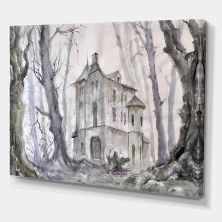 Designart - Haunted Castle In The Woods - Traditional Canvas Wall Art Print in Grey | 40" x 30" | Michaels® | Michaels Stores