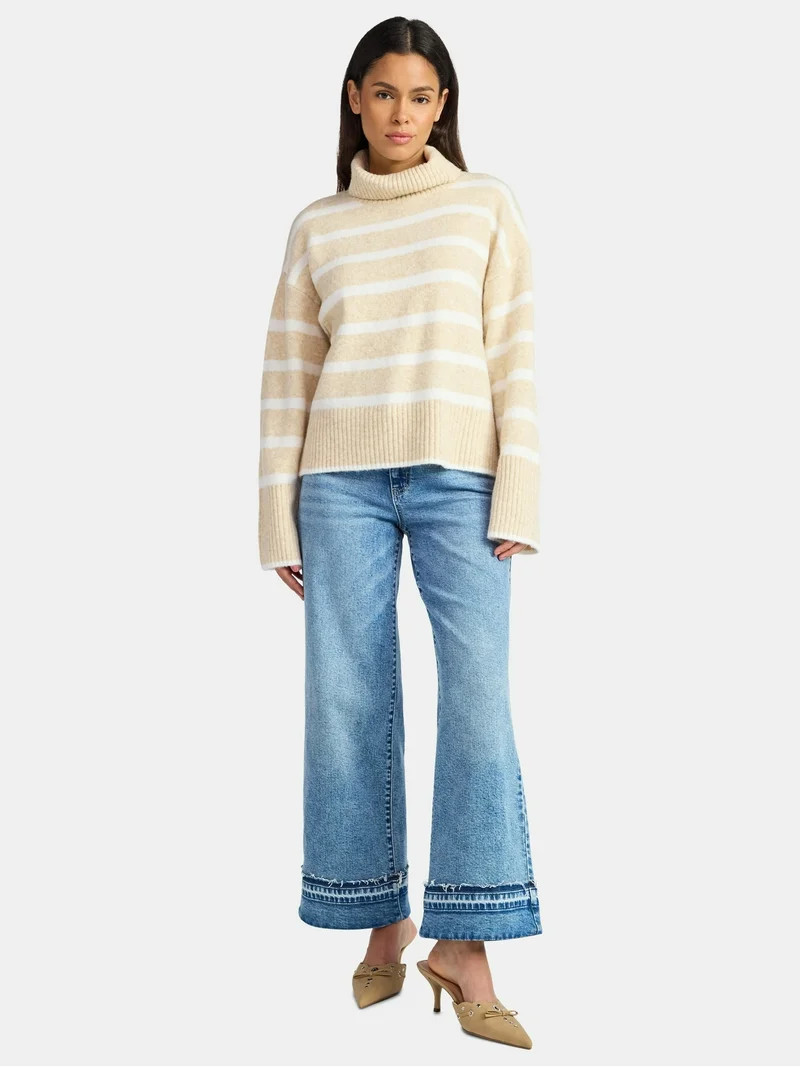 Time and Tru Women's Chunky Turtleneck Pullover Sweater with Long Sleeves, Mid-weight, Sizes XS-X... | Walmart (US)